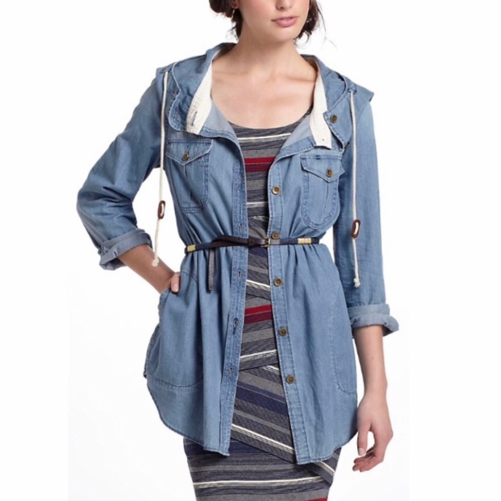 Anthropologie Hooded Chambray Buttondown